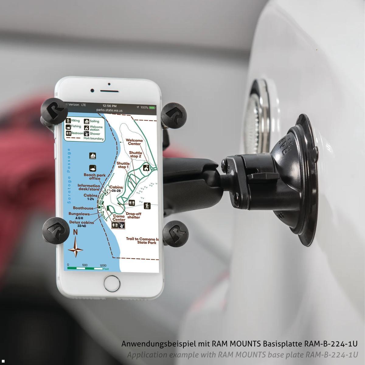 RAM Mounts X-Grip Smartphone Halteklammer, B-Kugel (RAM-HOL-UN7BU), schwarz Anwendungsbeispiel im Boot RAM Mounts X-Grip Smartphone Halteklammer, B-Kugel (RAM-HOL-UN7BU), schwarz Anwendungsbeispiel im Boot