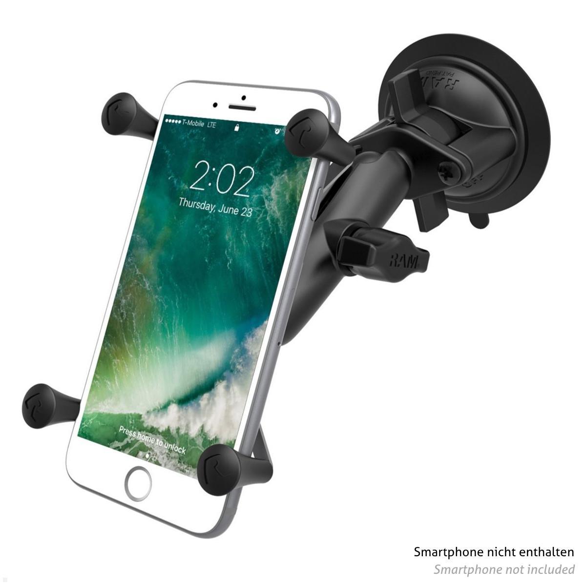 RAM Mounts X-Grip Saugnapf Phablet Halterung mit B-Kugel (RAM-B-166-UN10U), schwarz, Anwendungsbeispiel RAM Mounts X-Grip Saugnapf Phablet Halterung mit B-Kugel (RAM-B-166-UN10U), schwarz, Anwendungsbeispiel