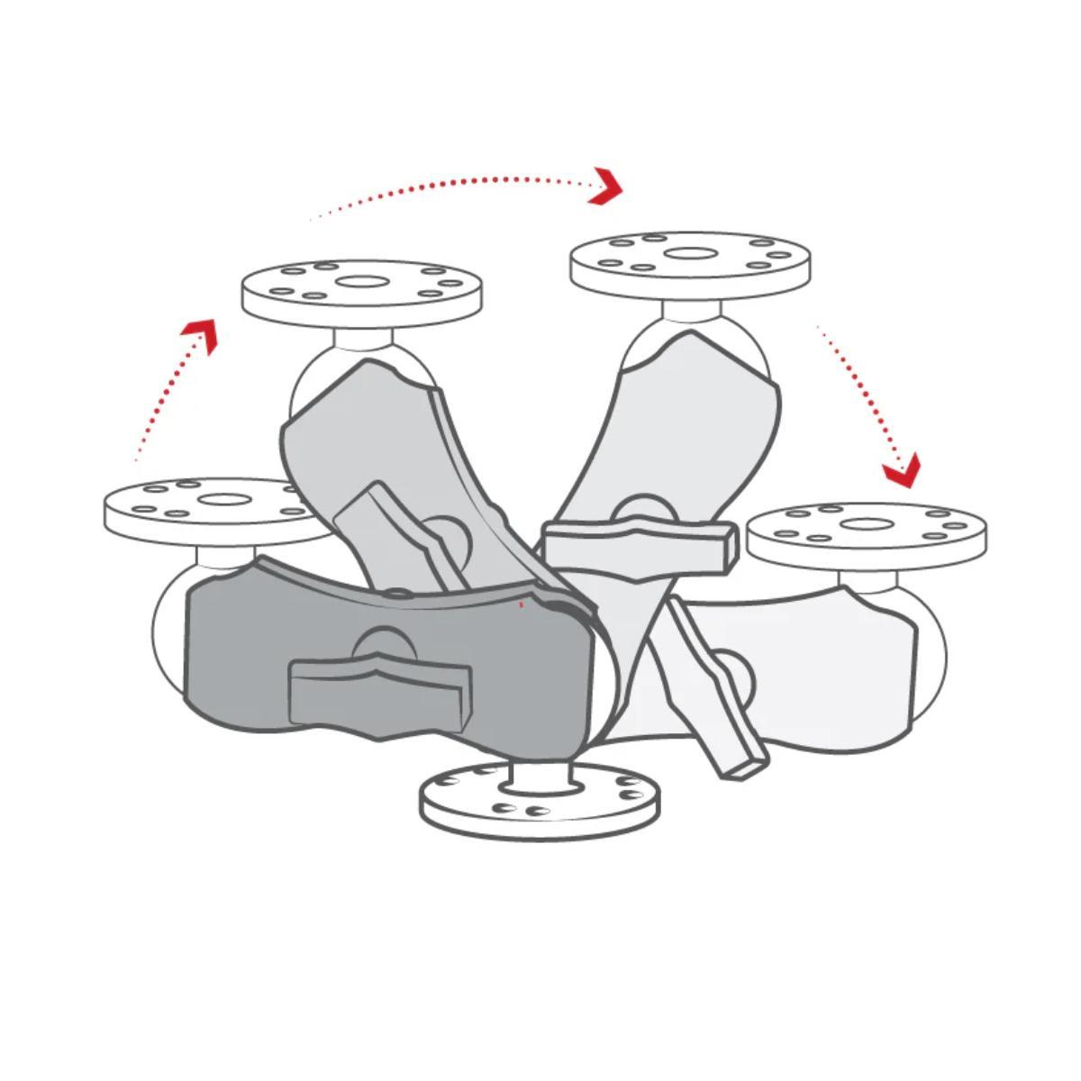 RAM Mounts 2x runde Platte, 1x Arm 90mm mit C-Kugeln (RAM-101U-B), schwarz schwenkbar RAM Mounts 2x runde Platte, 1x Arm 90mm mit C-Kugeln (RAM-101U-B), schwarz schwenkbar